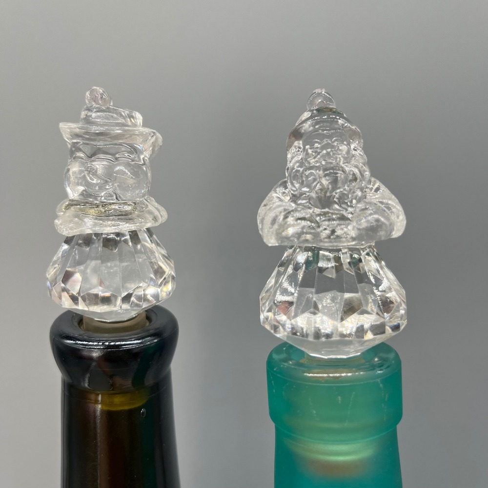 Vintage‎ Christmas Wine Bottle Stoppers - Santa & Snowman Decorative Barware Set